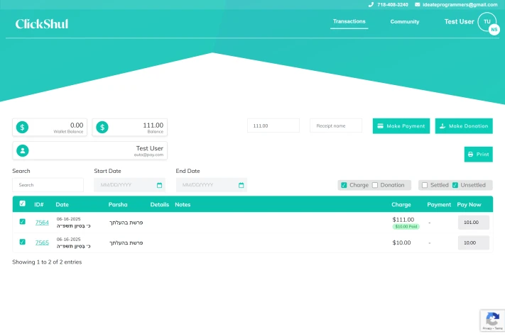ClickShul is a synagogue management platform that streamlines seat reservations, payments, donations, and community engagement with an intuitive and user-friendly system.